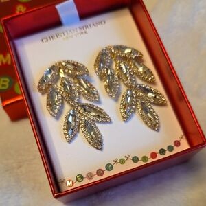 Christian Siriano Silver Leaf Glam Earrings